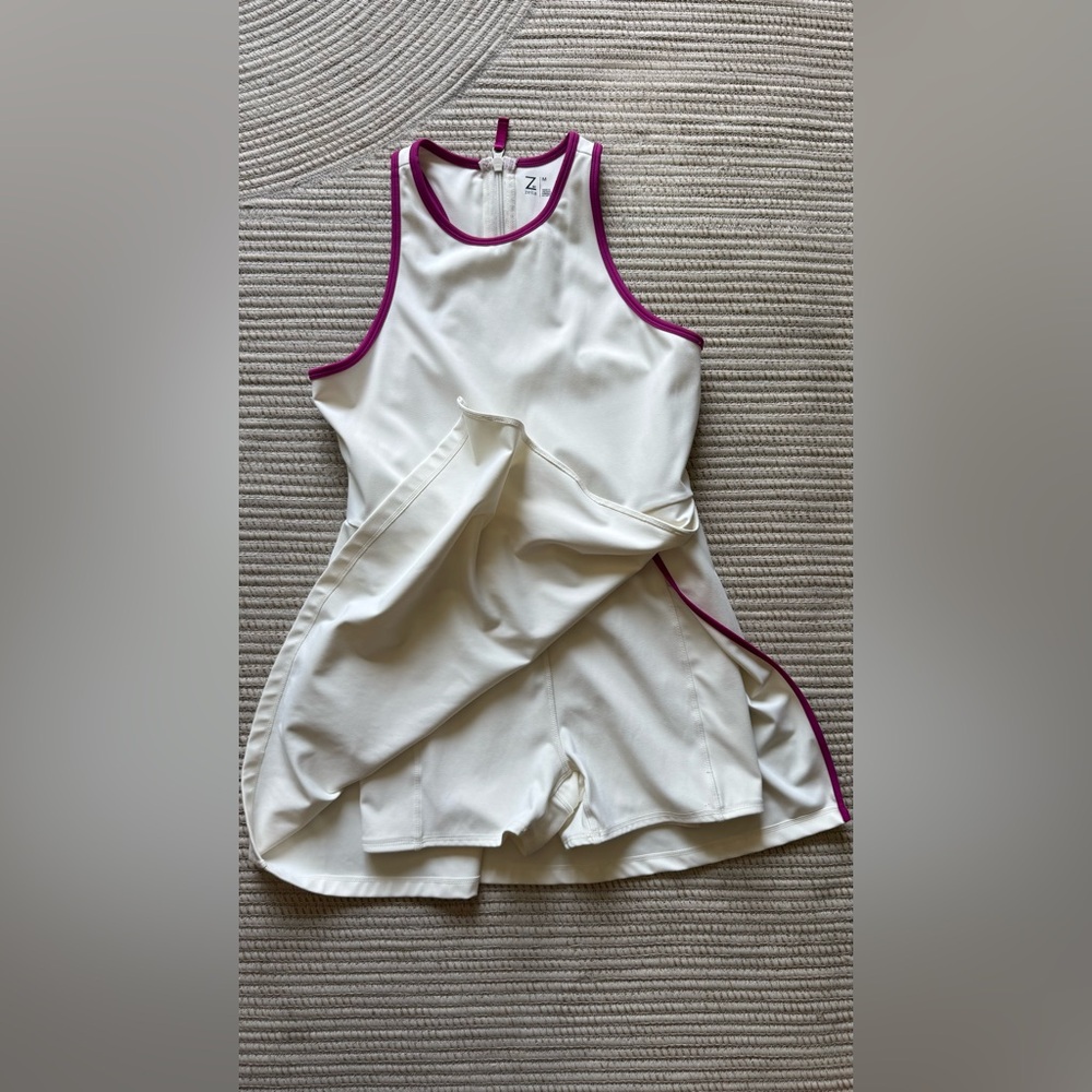 Z By Zella Overhand Tennis Dress with build in shorts In Ivory Egret
